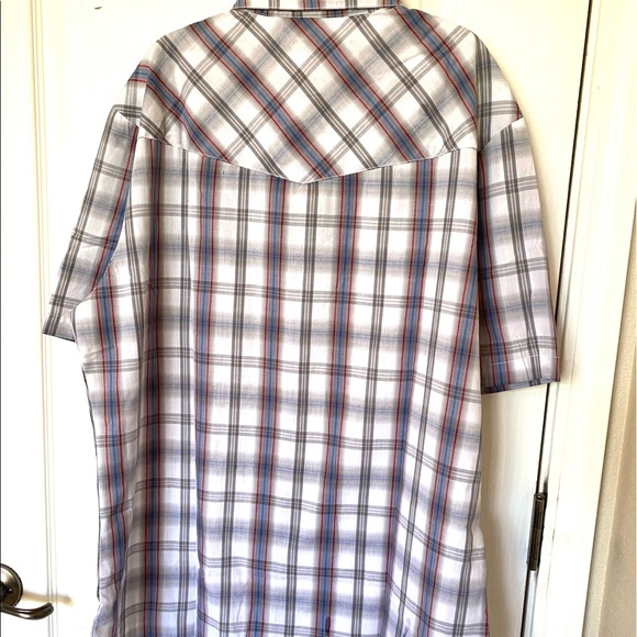 Guide Gear Men's Western Shirt Short Sleeve Rodeo Farm Plaid Shirt - Picture 5 of 5